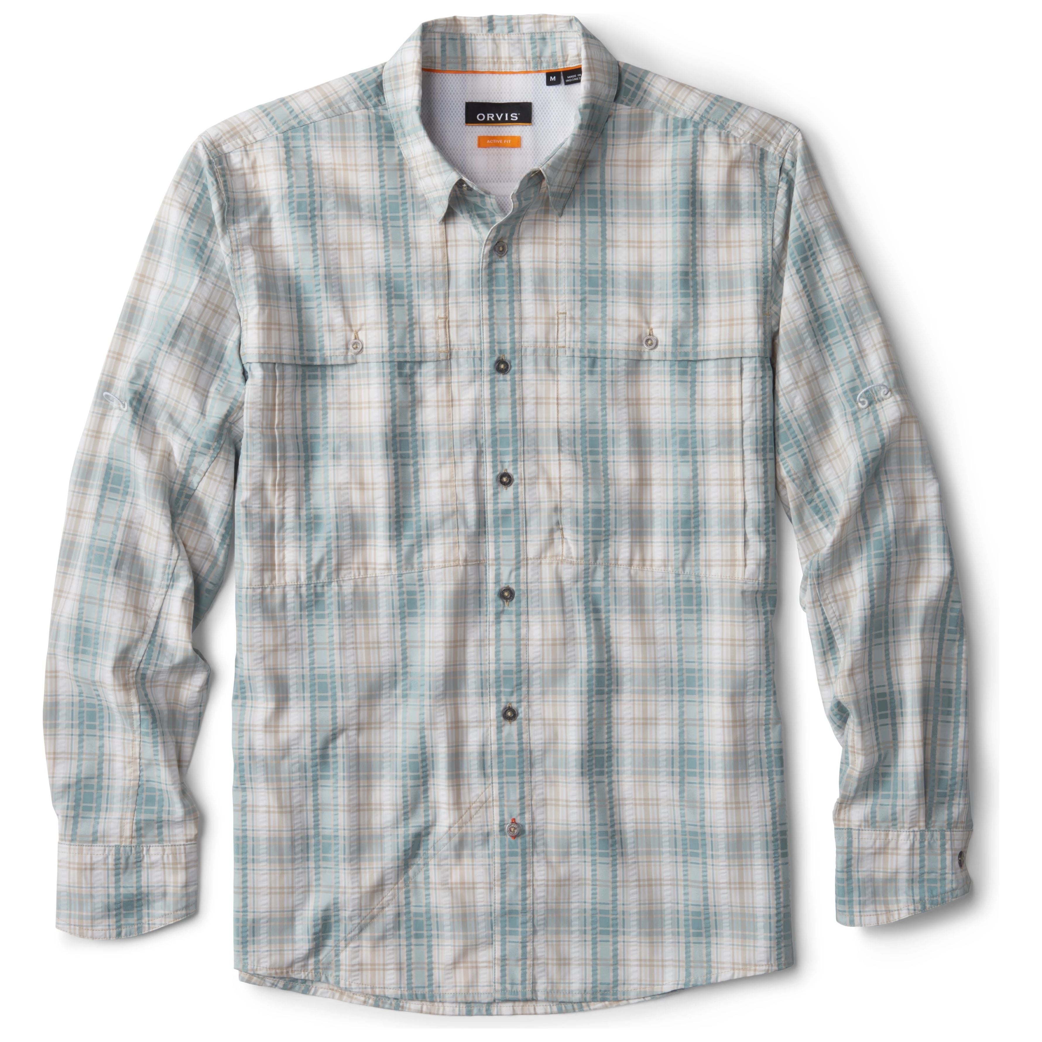 Orvis Open Air Caster Plaid Shirt Mineral Blue / White Image 01