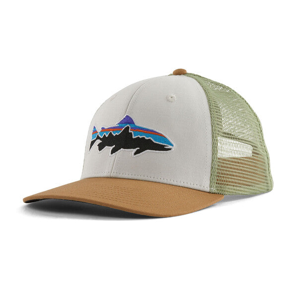 Patagonia Fitz Roy Trout Trucker Hat - White w/Classic Tan Sale