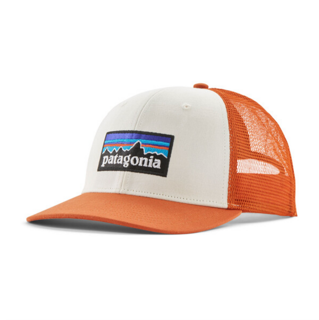 Patagonia P-6 Logo Trucker Hat - White w/Redtail Rust Sale