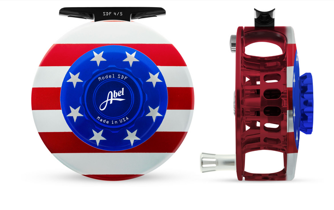 Abel SDF Fly Reel Solid - USA Flag Edition - 4/5 WT w/ Aluminum Platinum Handle