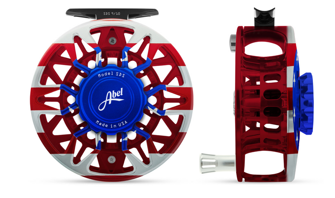 Abel SDS Fly Reel Ported USA/USA Knob 9/10WT with Platinum Handle