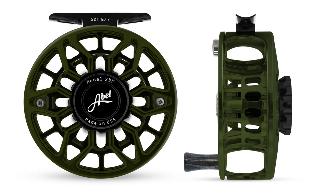 Abel SDF Fly Reel Ported - Deep Green - Black Knob - 6/7 WT with Ebony Handle