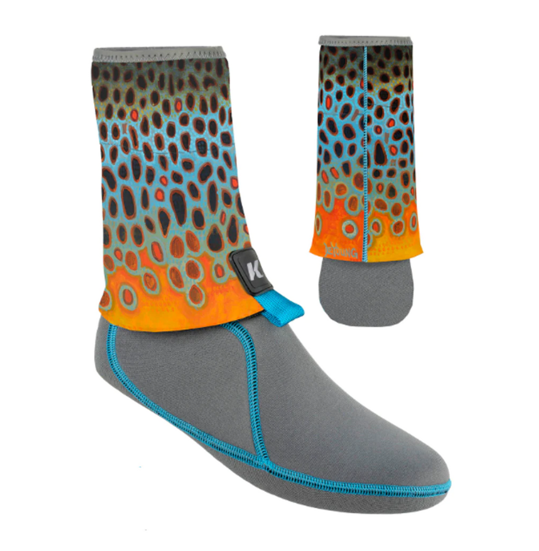 Korkers DeYoung Brown Flank Sock - I-Drain Neoprene Guard Socks / 3.5mm