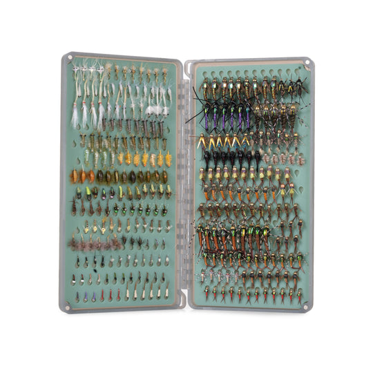 Fishpond Tacky Original 2X Fly Box open and loaded with flies