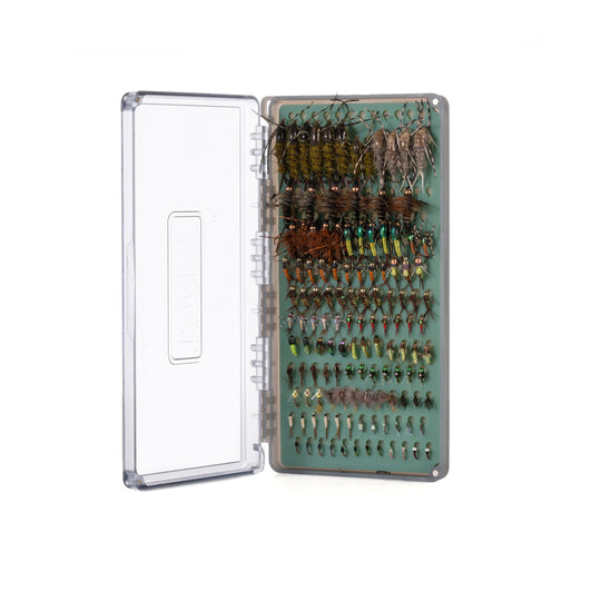 Fishpond Tacky Original Fly Box open and loaded with flies