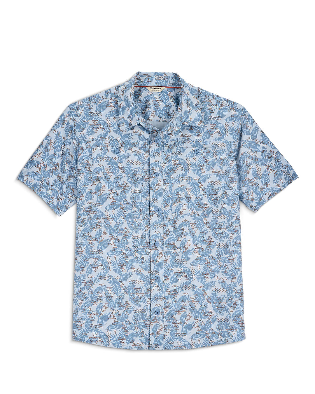 Simms Men's Launch SS Shirt - Palm Fish Line Steel Blue