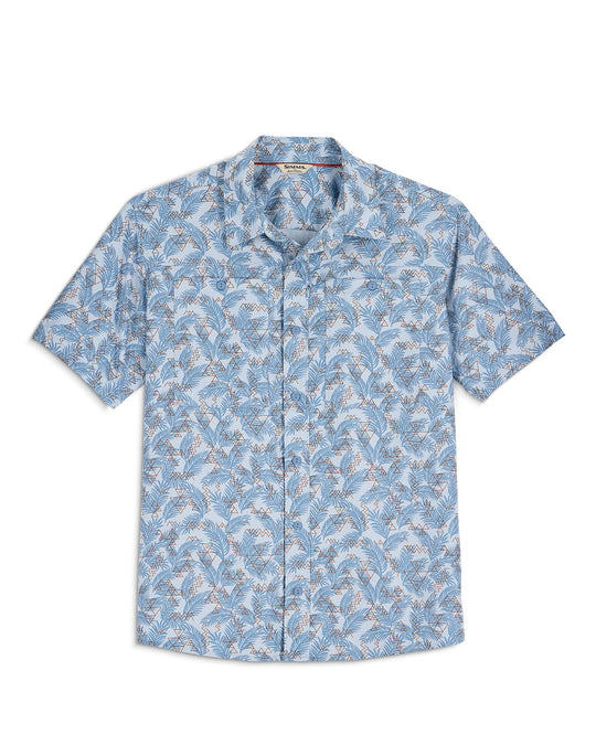 Simms Men's Launch SS Shirt - Palm Fish Line Steel Blue
