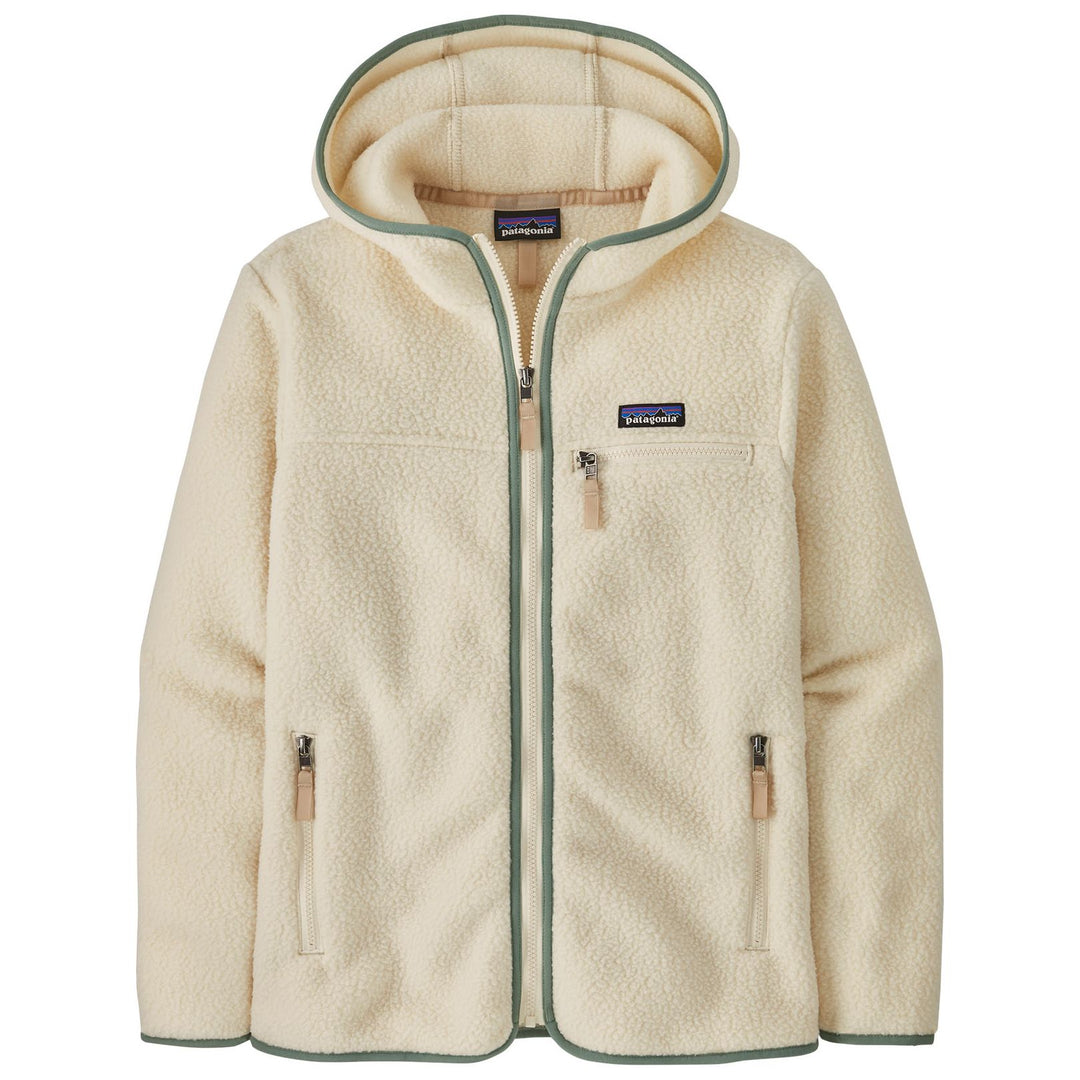 Patagonia Women's Retro Pile Hoody Natural with Ellwood Green Image 01