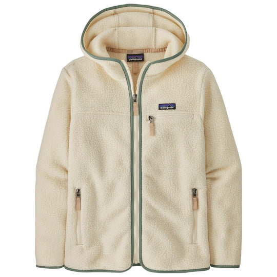 Patagonia Women's Retro Pile Hoody Natural with Ellwood Green Image 01