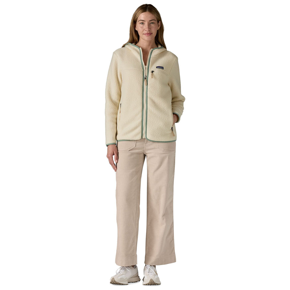 Patagonia Women's Retro Pile Hoody Natural with Ellwood Green Image 02