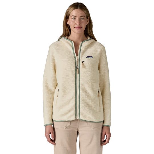 Patagonia Women's Retro Pile Hoody Natural with Ellwood Green Image 03
