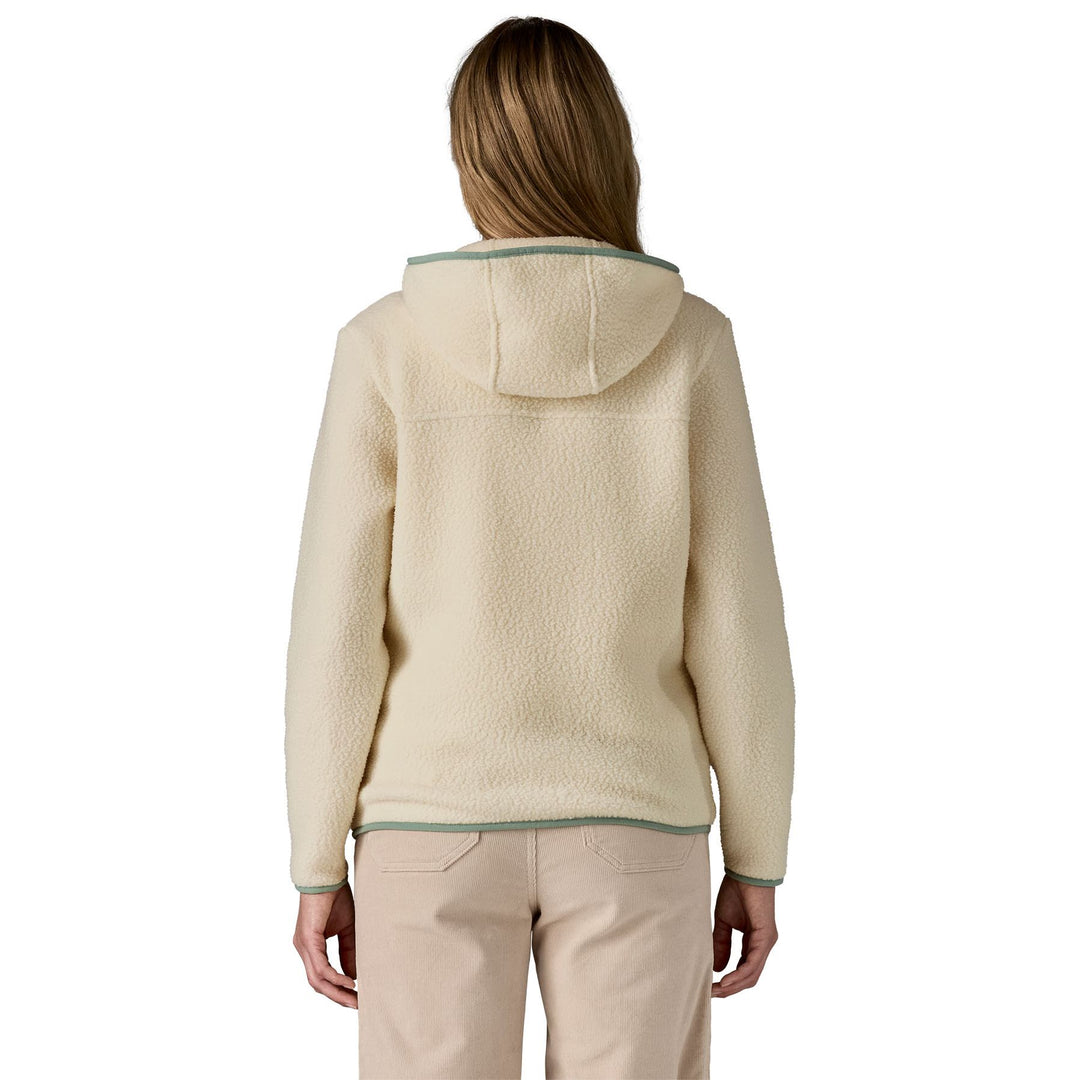 Patagonia Women's Retro Pile Hoody Natural with Ellwood Green Image 04