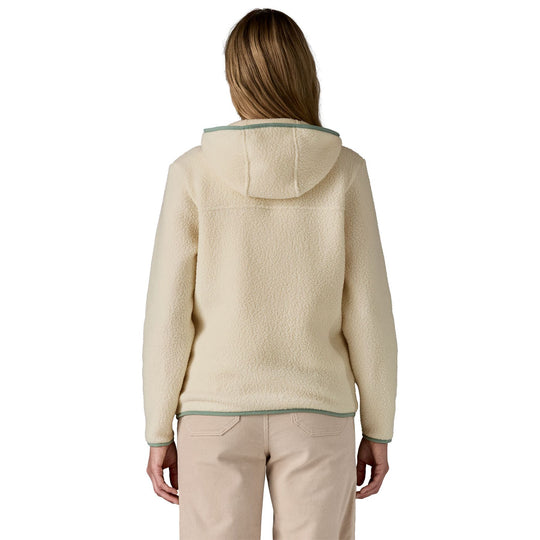 Patagonia Women's Retro Pile Hoody Natural with Ellwood Green Image 04