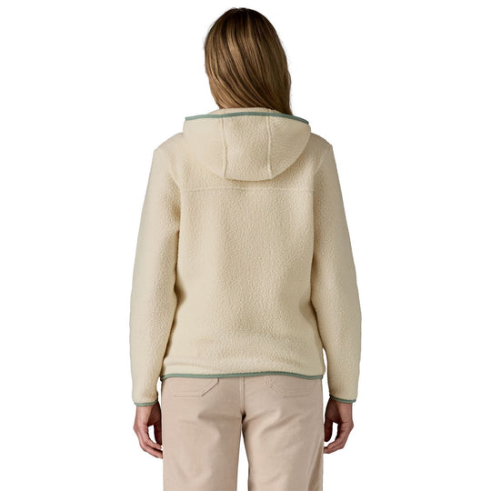 Patagonia Women's Retro Pile Hoody Natural with Ellwood Green Image 04