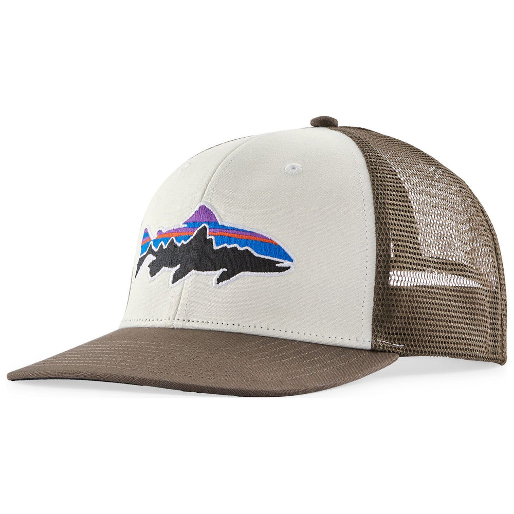 Patagonia Fitz Roy Trout Trucker Hat White with Marlow Brown Image 01