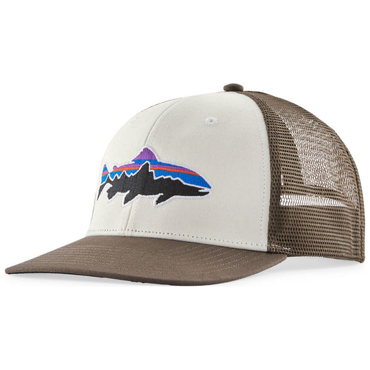 Patagonia Fitz Roy Trout Trucker Hat White with Marlow Brown Image 01