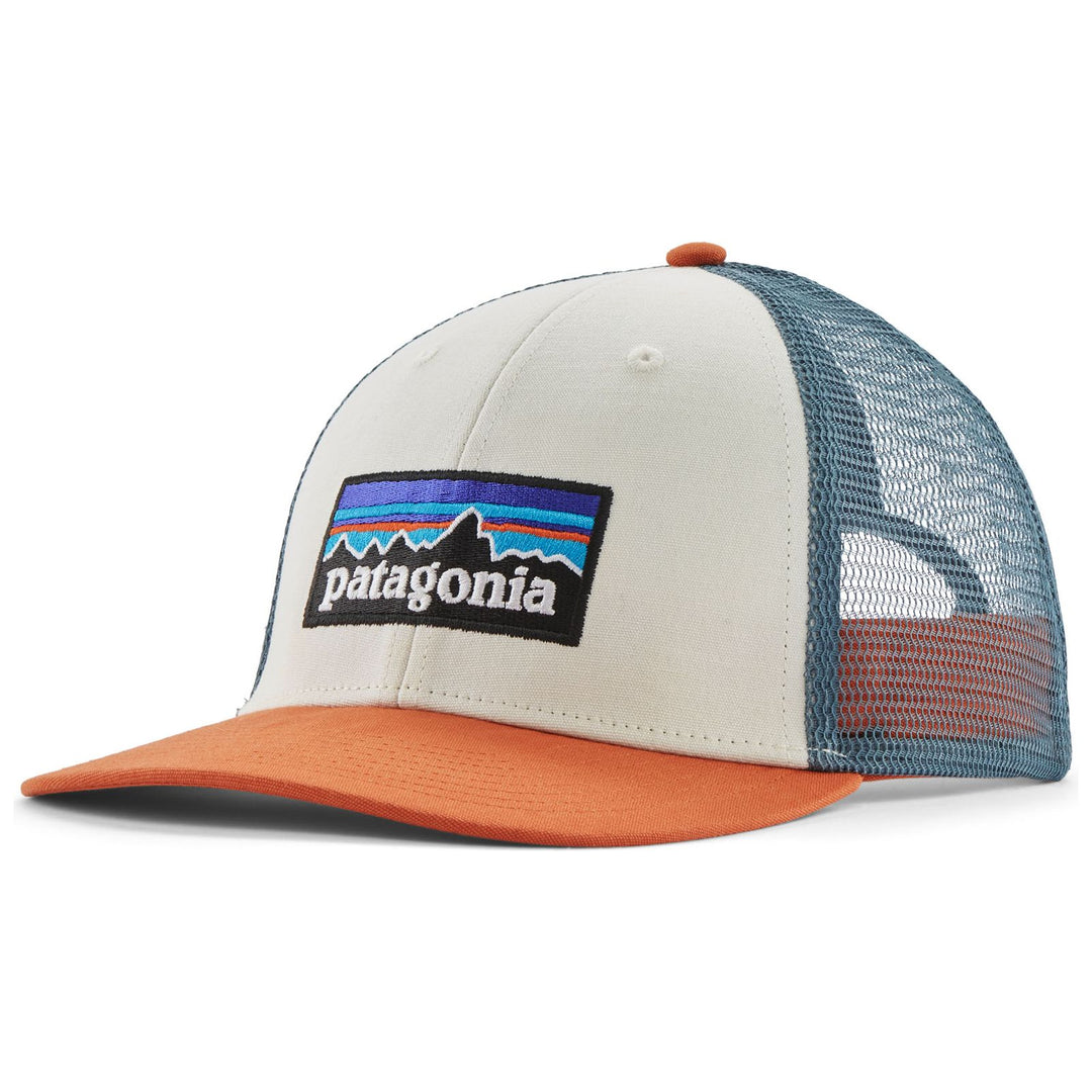 Patagonia P-6 Logo LoPro Trucker Hat White with Redtail Rust Image 01