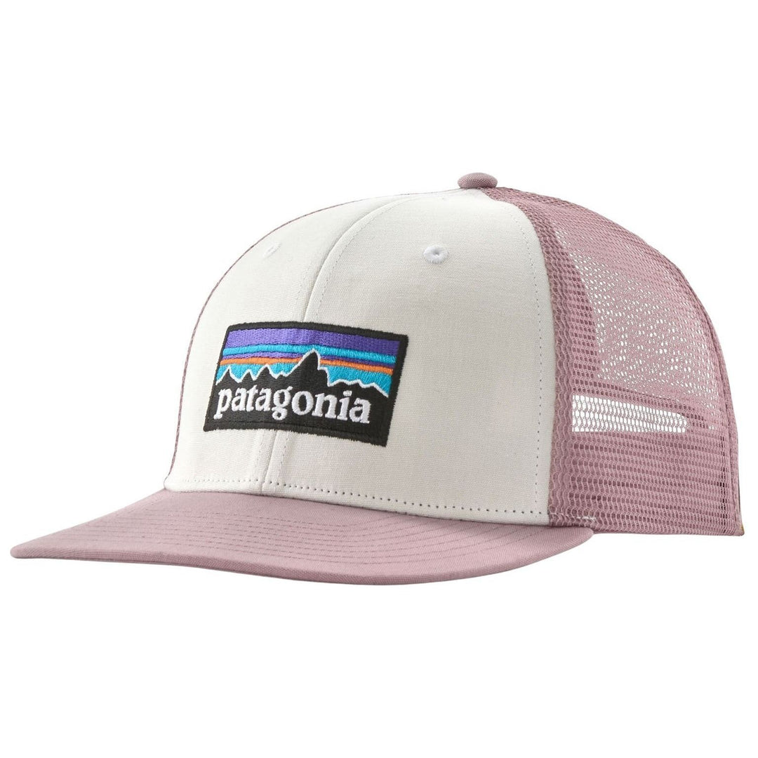 Patagonia P-6 Logo Trucker Hat White with Quiet Violet
