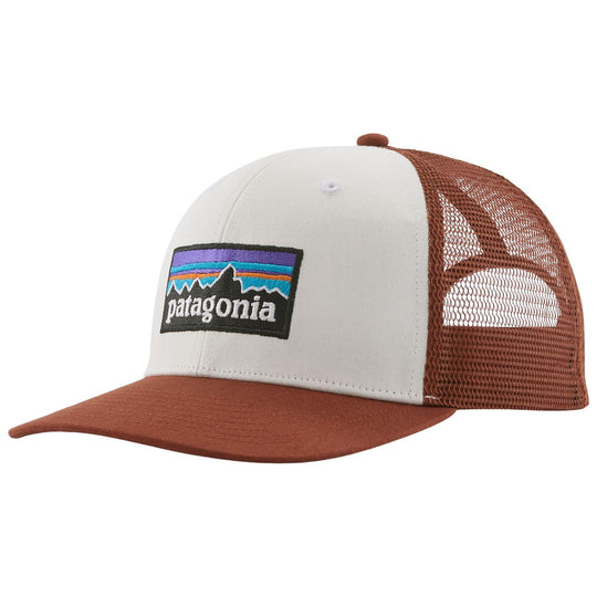 Patagonia P-6 Logo Trucker Hat White with Rusty Red Image 01