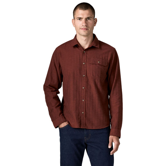 Patagonia Men's Long-Sleeved Lightweight Fjord Flannel Shirt Mirror Weave: Rusty Red Image 02