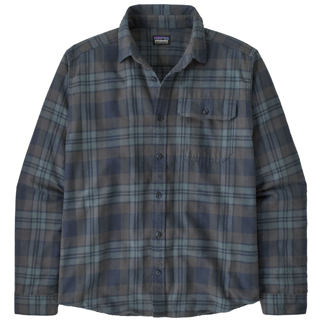 Patagonia Men's Long-Sleeved Lightweight Fjord Flannel Shirt Paw: Smolder Blue Image 01