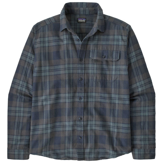 Patagonia Men's Long-Sleeved Lightweight Fjord Flannel Shirt Paw: Smolder Blue Image 01