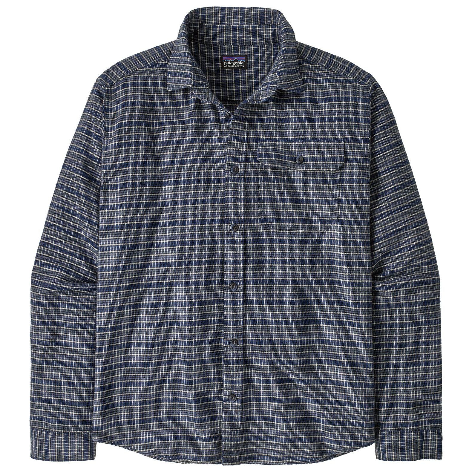 Patagonia Men's Long-Sleeved Lightweight Fjord Flannel Shirt Tracks: Sunken Blue Image 01