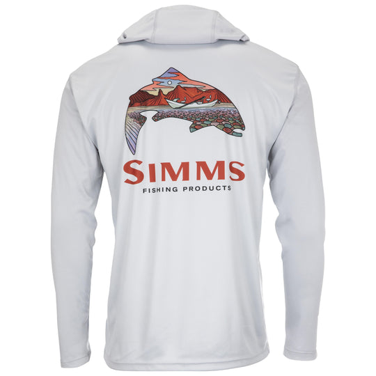 Simms Men's Tech Hoody - Artist Series Trout Logo Flame/Sterling Image 01