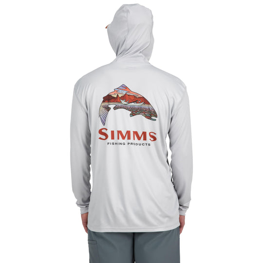 Simms Men's Tech Hoody - Artist Series Trout Logo Flame/Sterling Image 04