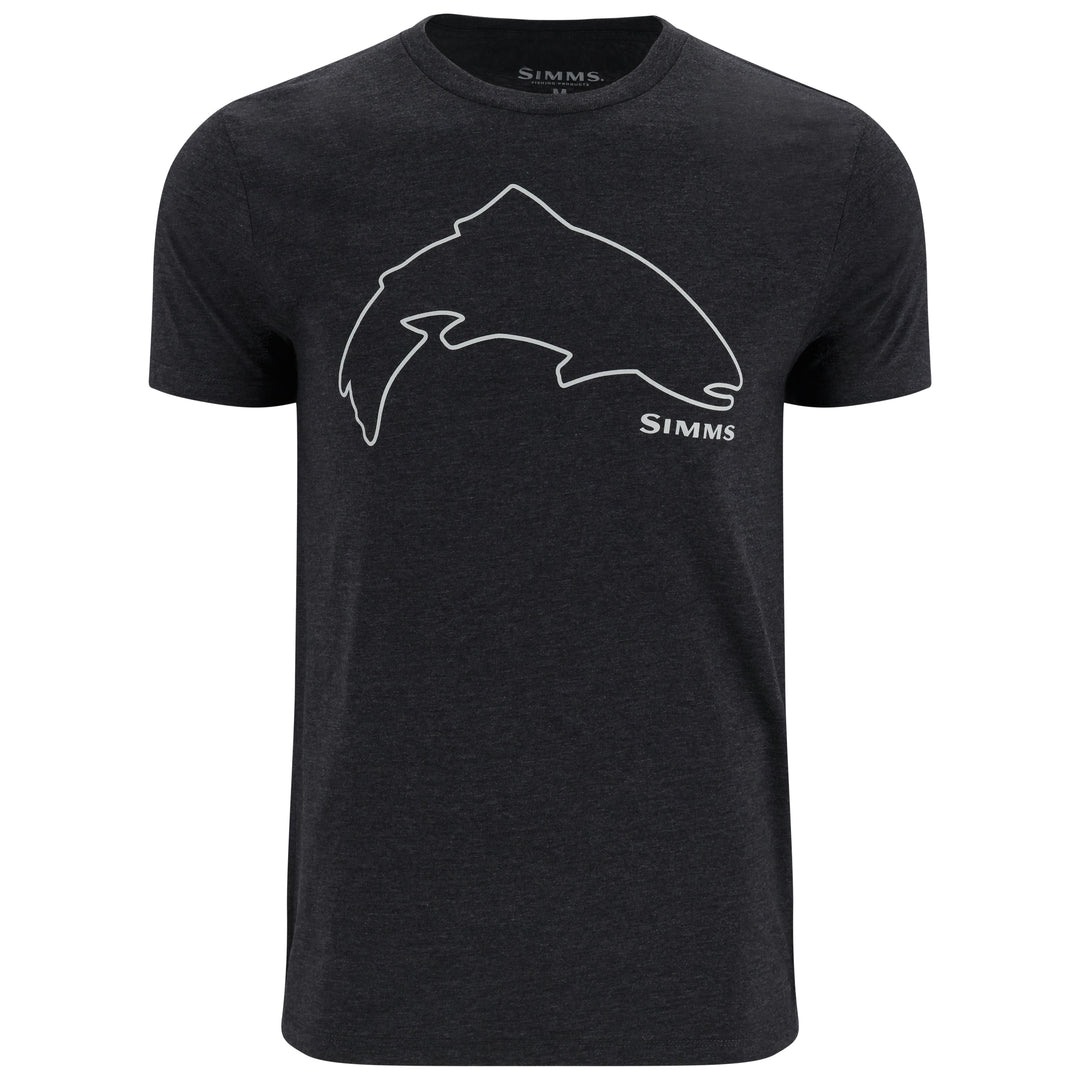 Simms Men's Trout Outline T-Shirt Dark Gunmetal Heather Image 01