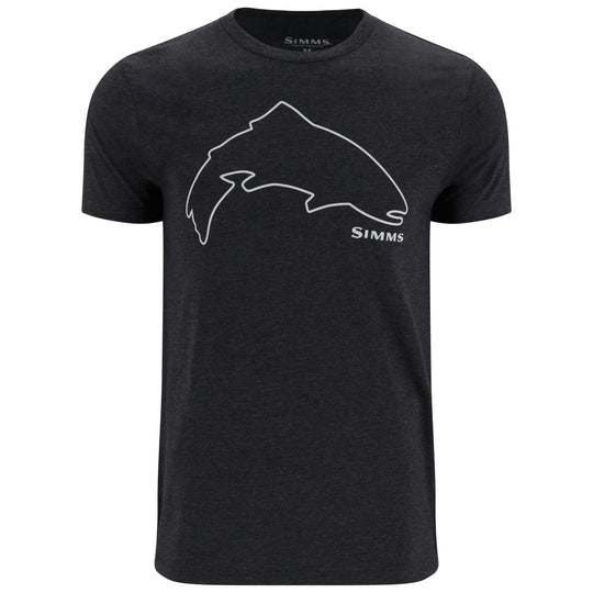 Simms Men's Trout Outline T-Shirt Dark Gunmetal Heather Image 01
