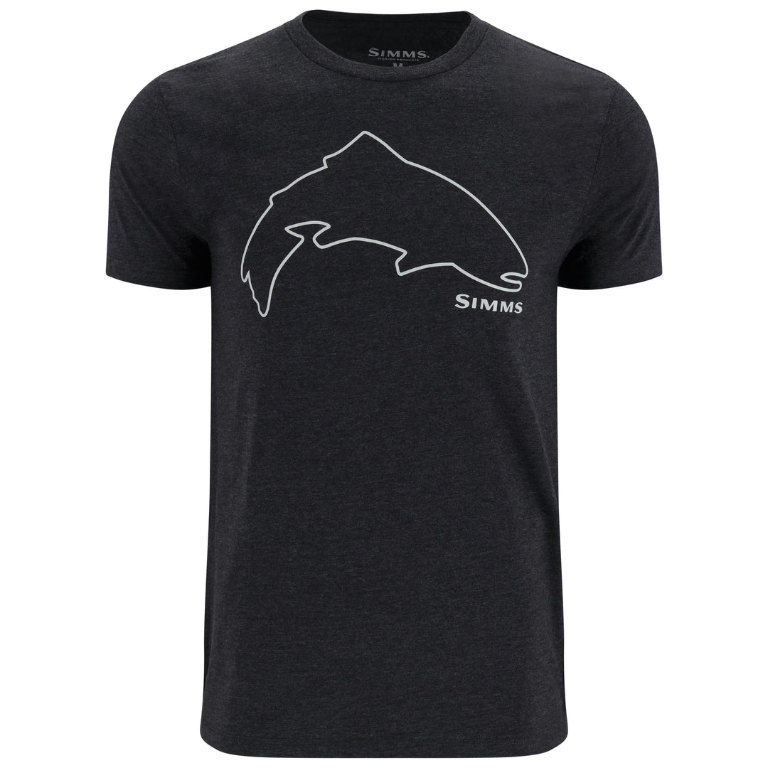 Simms Men's Trout Outline T-Shirt Dark Gunmetal Heather Image 01