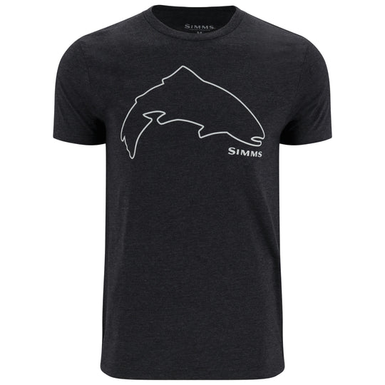 Simms Men's Trout Outline T-Shirt Dark Gunmetal Heather Image 01
