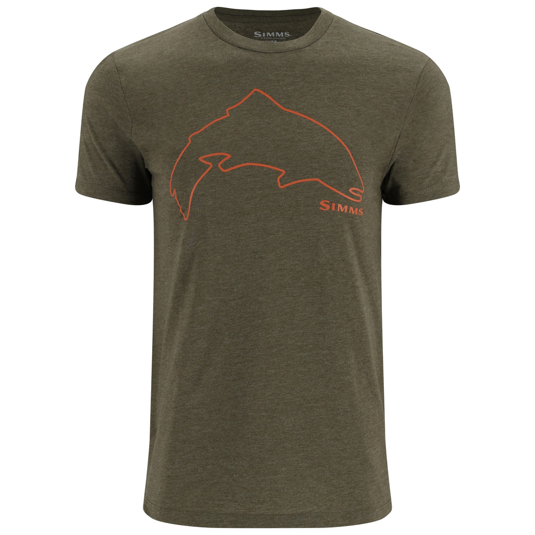 Simms Men's Trout Outline T-Shirt Loden Heather Image 01