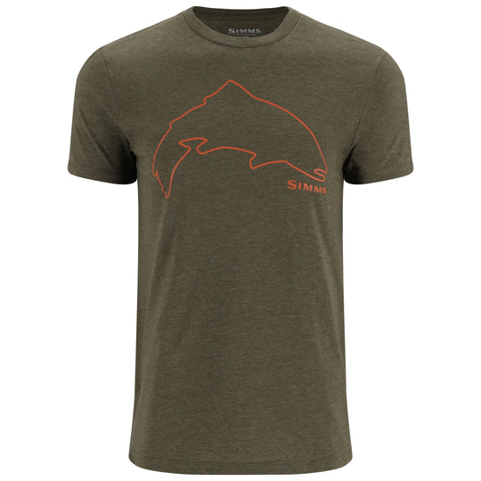 Simms Men's Trout Outline T-Shirt Loden Heather Image 01