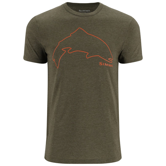 Simms Men's Trout Outline T-Shirt Loden Heather Image 01