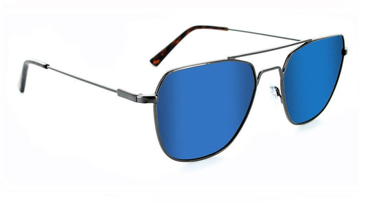 Optic Nerve One Dieter Polarized Sunglasses - Gunmetal w/ Smoke Lens Blue Mirror