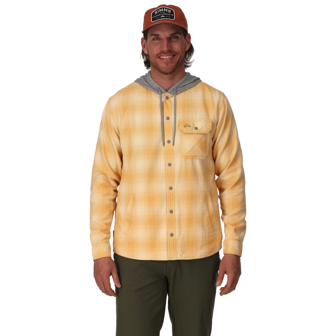 Simms Men's Santee Flannel Hoody Ely Plaid: Baltic Amber Image 02