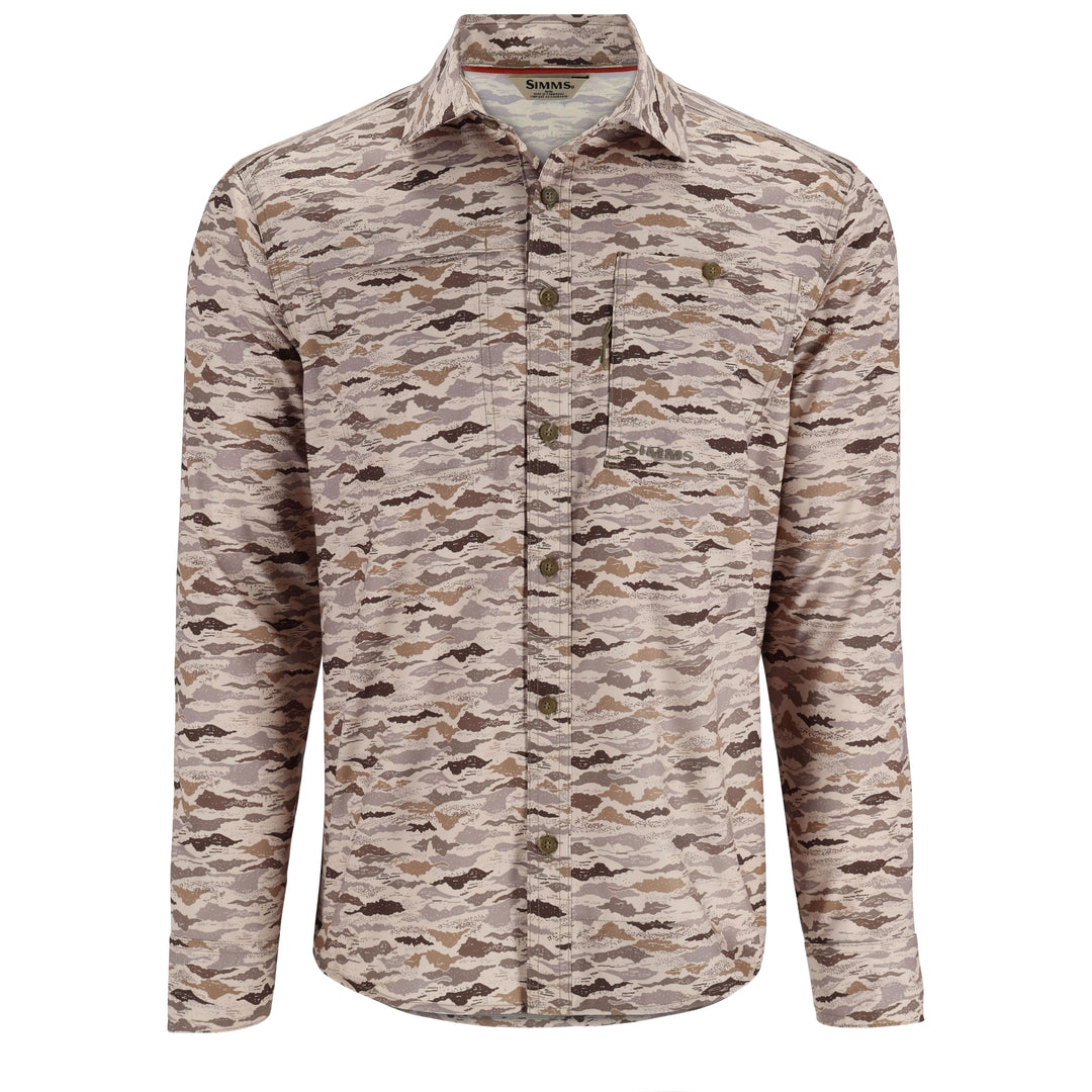 Simms Men's Challenger LS Shirt Sand Riverbed Print Image 01