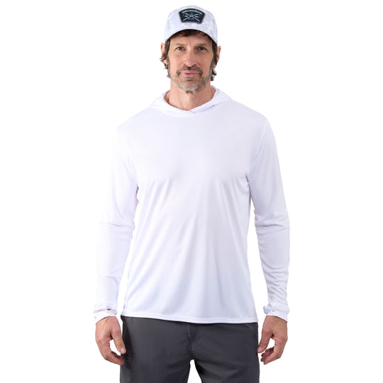 Grundens Men's Tough Sun Hoodie White Image 02
