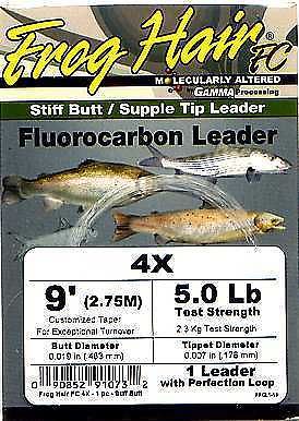 Frog Hair 9ft Fluorocarbon Tapered Leader - Fly Fishing