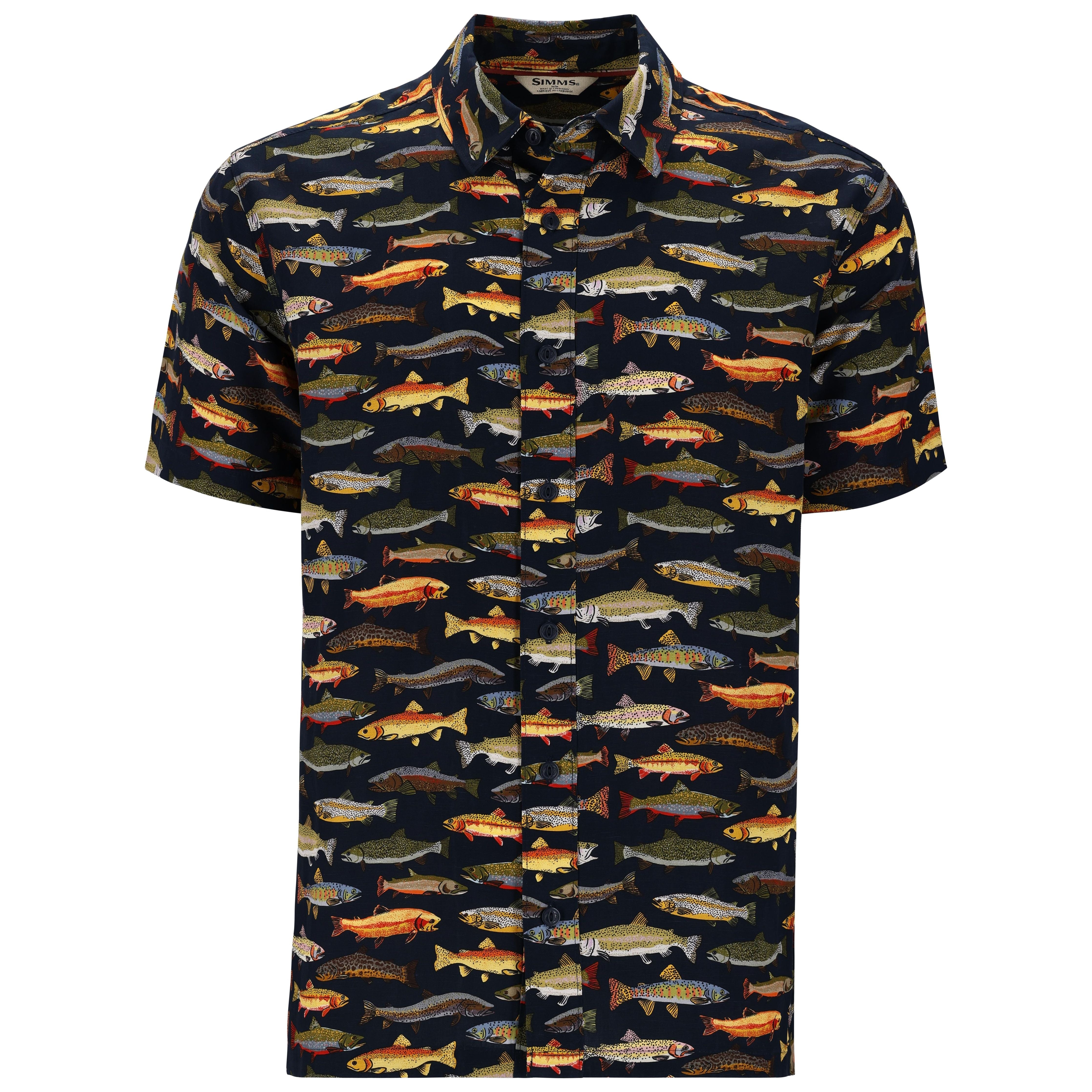 Simms Men's Tailout SS Shirt - Natural Trout Parade Image 01