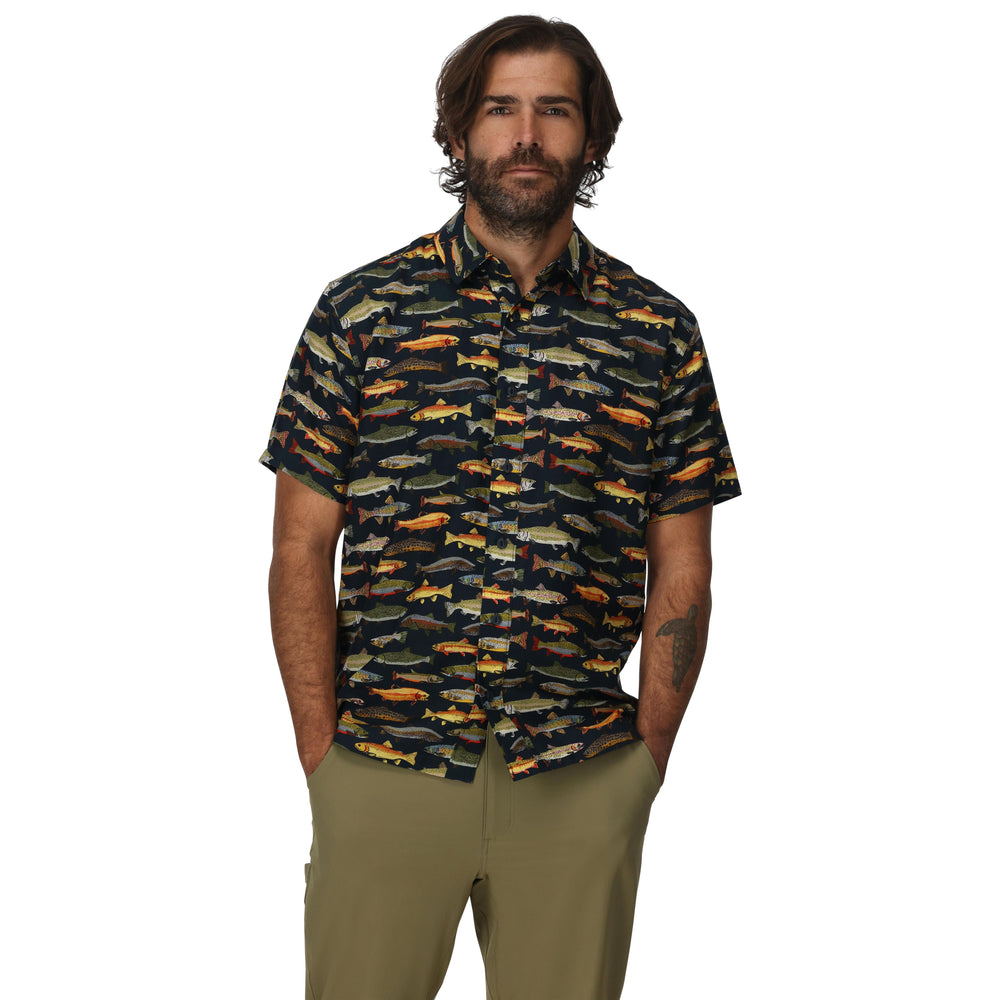 Simms Men's Tailout SS Shirt - Natural Trout Parade Image 02