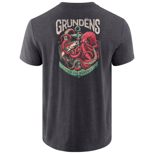 Grundens Men's Octo-Trout SS T-Shirt Heather Charcoal Image 01