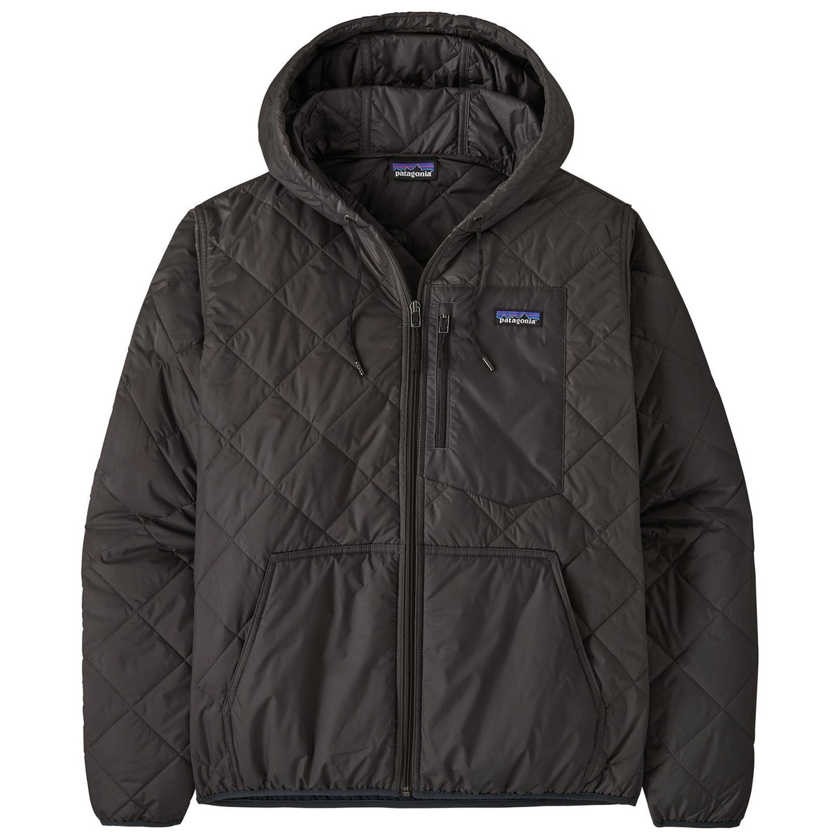 Patagonia Men's Diamond Quilted Bomber Hoody Black with Black Image 01