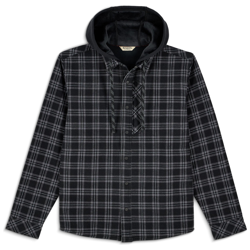 Simms Men's Coldweather Hooded Shacket Wakemup Plaid: Black Image 01