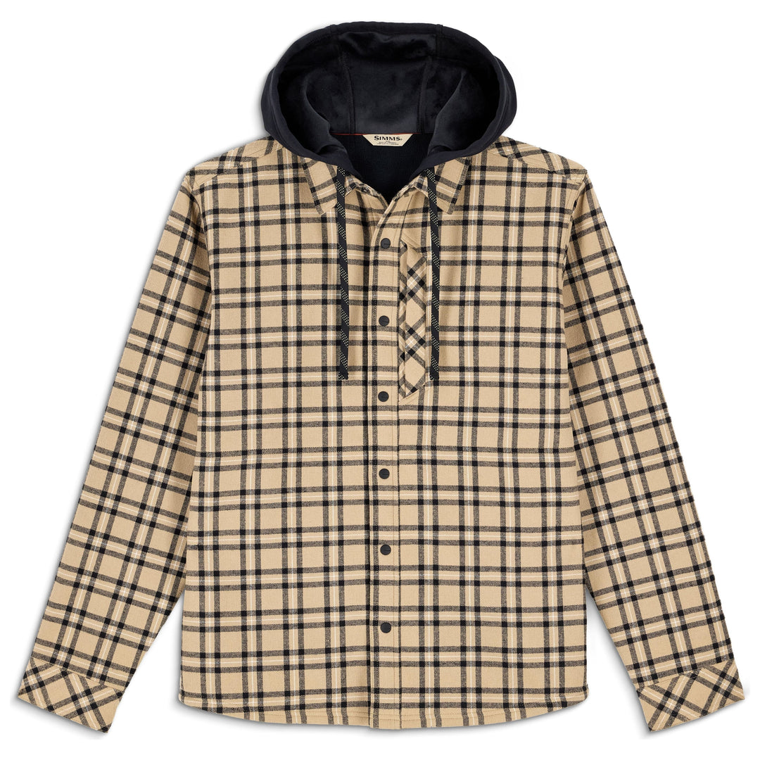 Simms Men's Coldweather Hooded Shacket Wakemup Plaid: Cork Image 01