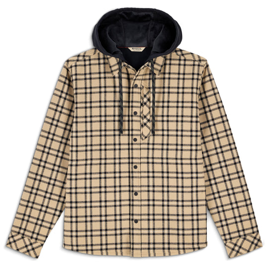 Simms Men's Coldweather Hooded Shacket Wakemup Plaid: Cork Image 01