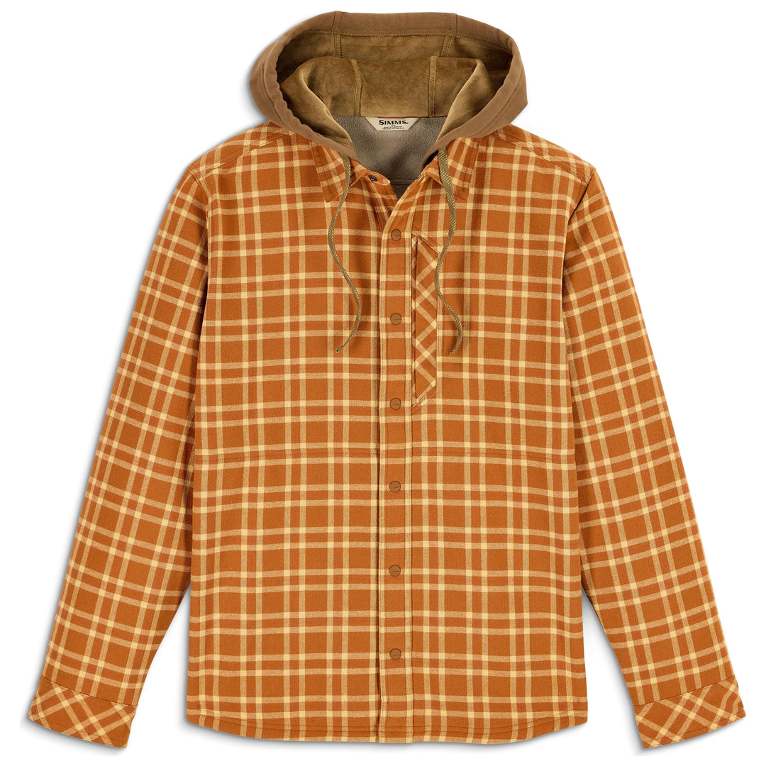 Simms Men's Coldweather Hooded Shacket Wakemup Plaid: Stonefly Image 01