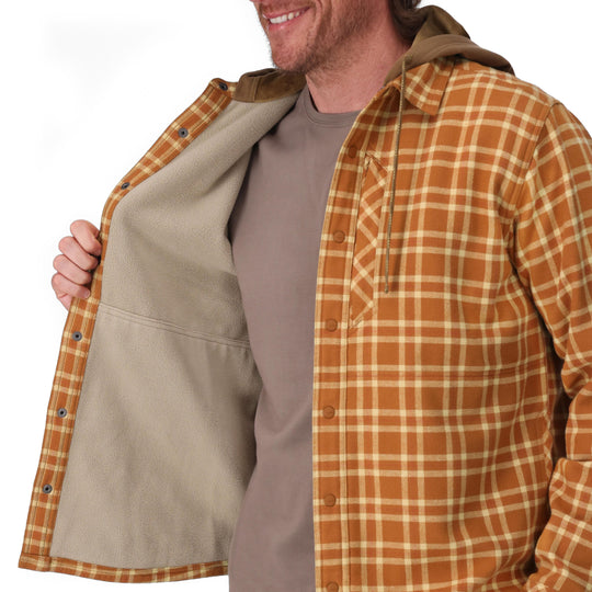 Simms Men's Coldweather Hooded Shacket Wakemup Plaid: Stonefly Image 07